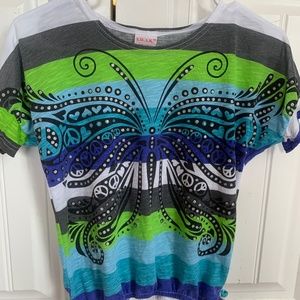 Girls short sleeved butterfly shirt